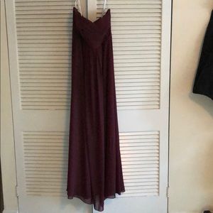 Strapless cranberry bridesmaid dress